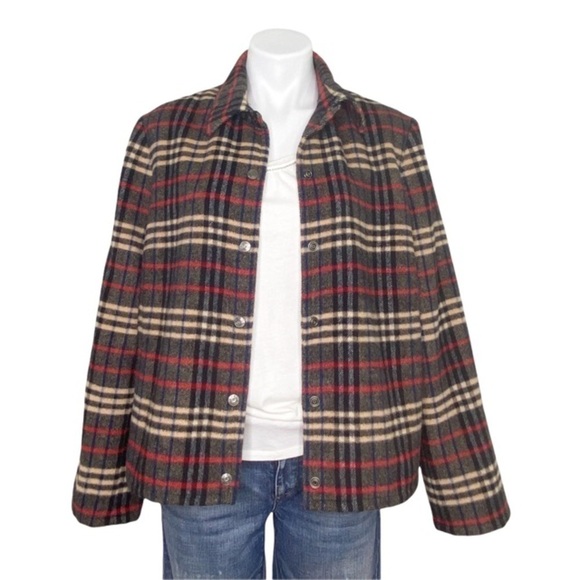 Evan Picone Plaid Jacket Snap Buttons Closure Size 14 - Picture 2 of 7